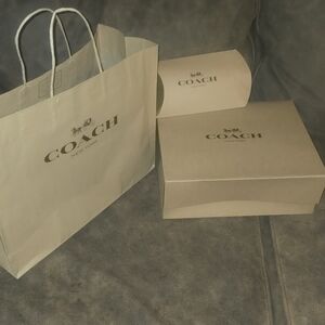 3 Pc Coach Tan Shopping Bag & Gift Box Set